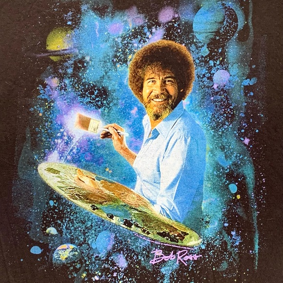 NWT PhilCos Mens Bob Ross Galaxy Joy Of Painting Graphic T-shirt - Picture 3 of 5